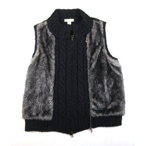 KENAR - WOMEN'S FAUX FUR FRONT SWEATER VEST - SIZE XL